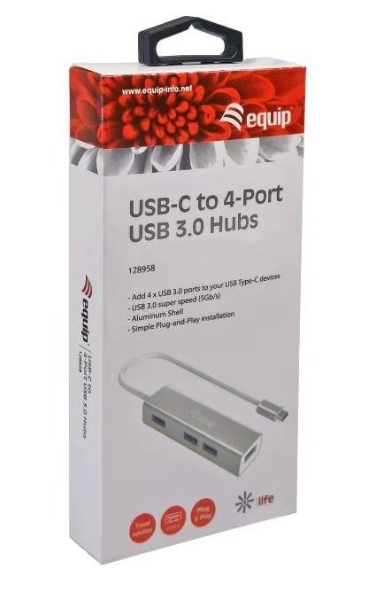 Hub USB-C Equip para 4 X USB 3.0 Cinza 4
